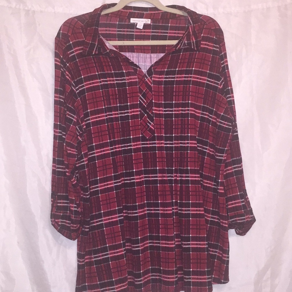 Westport 1962 🖤 3/4 sleeves plaid tunic Sz 2x ❤️